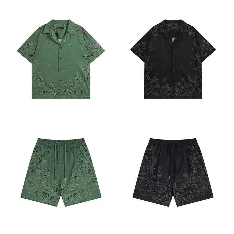  AMIRI Bandana Print Short-Sleeve Shirt/Shorts Set [6 styles]